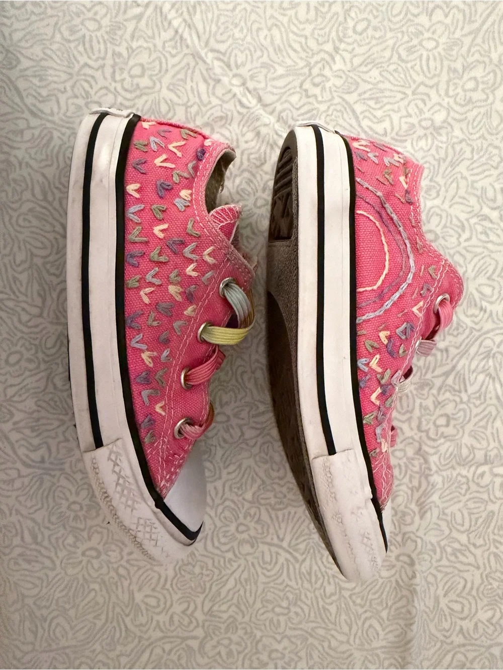 Converse All Star Kids Pink Custom Embroidered Canvas Sneakers